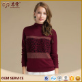 Semi-Usado Polo Roll Neck Striped Women Cashmere Sweater Para Oem E Odm